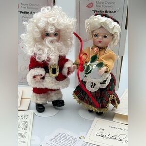 Marie Osmond Dolls Santa and Mrs. Claus Petite Amour Dolls W/COA And Box